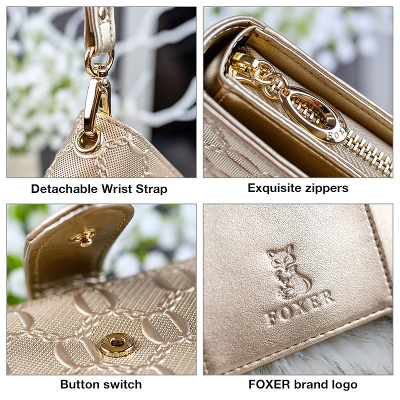 FOXER - Stylish Leather Phone Wristlet Wallet