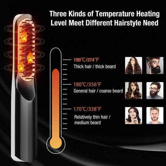 Wireless Hair & Beard Straightener Hot Comb