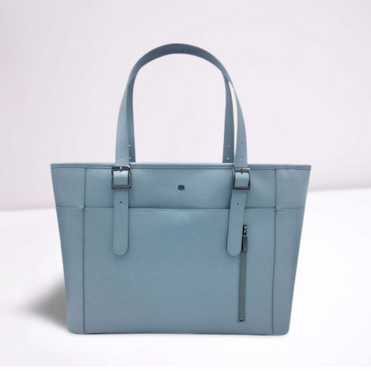 Miley - Blue Grey Vegan Leather Laptop Bag