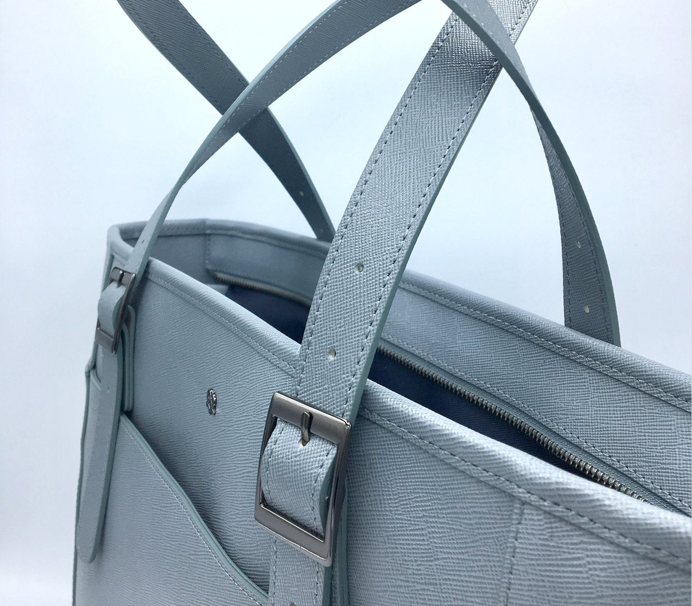 Miley - Blue Grey Vegan Leather Laptop Bag
