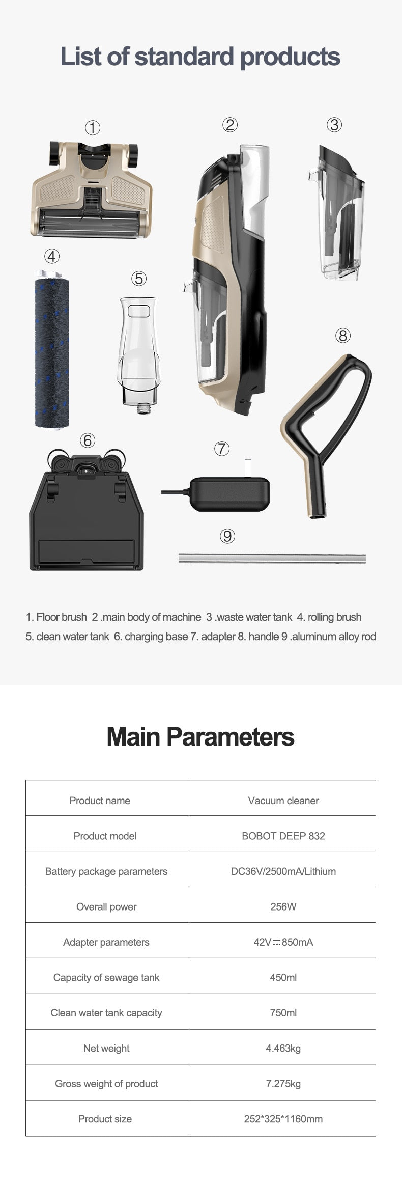 BOBOT DEEP 832 Cordless Floor Washer Vacuum with UV Sterilizer