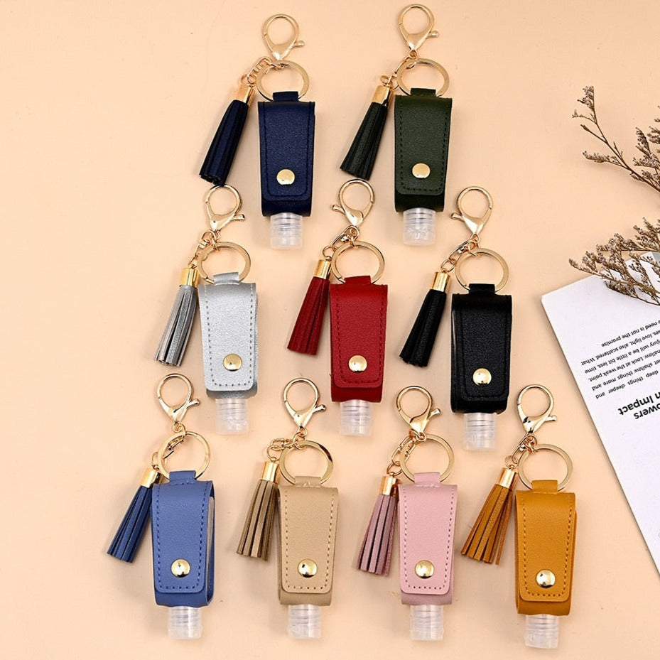 Sanitizer Spray Bottle Leather Holders with Keychain