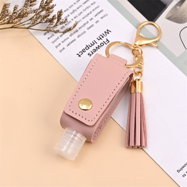 Sanitizer Spray Bottle Leather Holders with Keychain