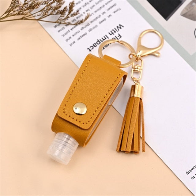 Sanitizer Spray Bottle Leather Holders with Keychain