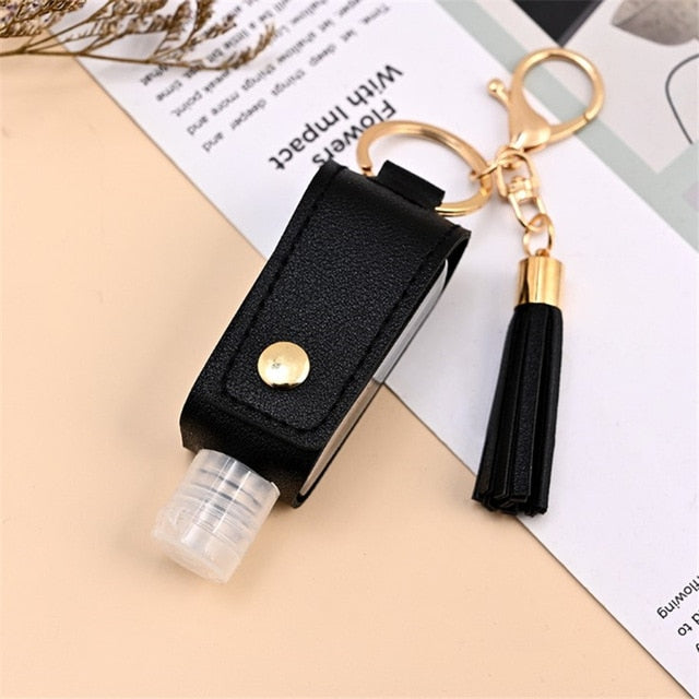 Sanitizer Spray Bottle Leather Holders with Keychain