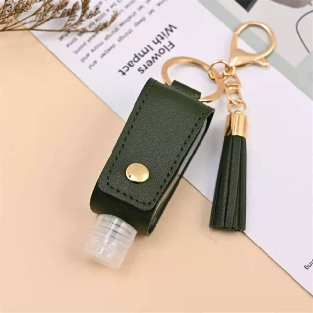 Sanitizer Spray Bottle Leather Holders with Keychain