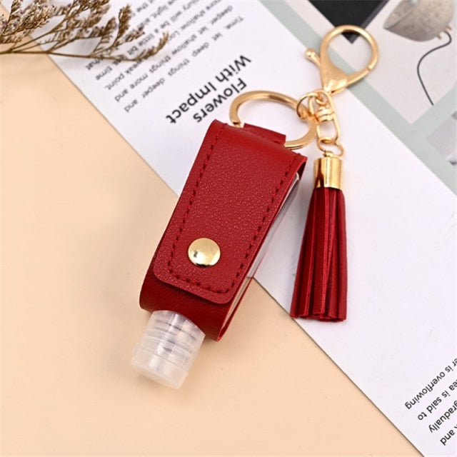 Sanitizer Spray Bottle Leather Holders with Keychain