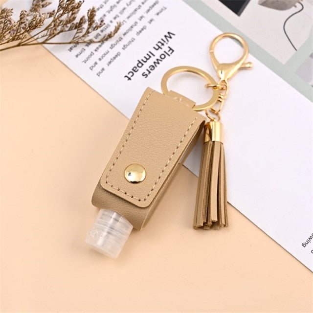 Sanitizer Spray Bottle Leather Holders with Keychain