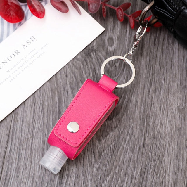 Sanitizer Spray Bottle Leather Holders with Keychain