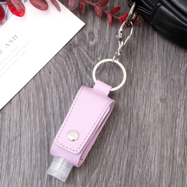 Sanitizer Spray Bottle Leather Holders with Keychain