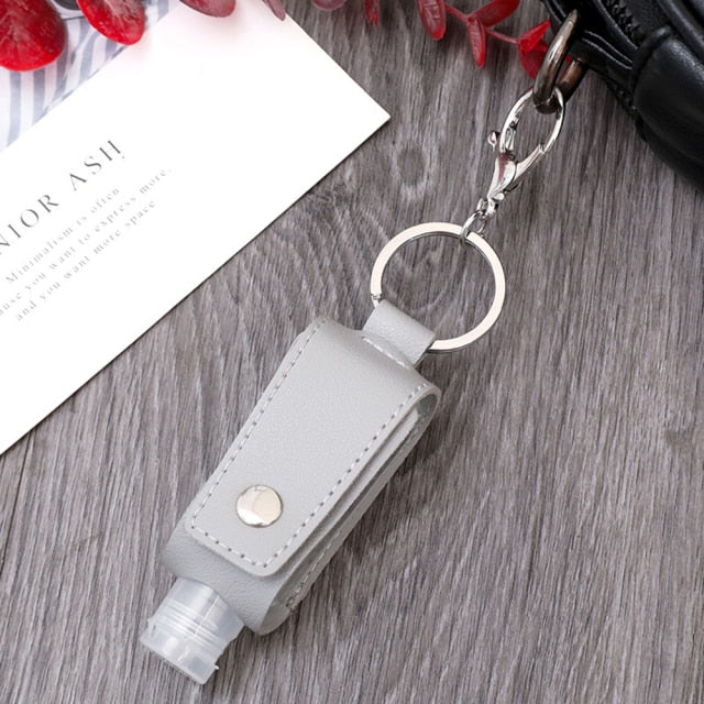 Sanitizer Spray Bottle Leather Holders with Keychain