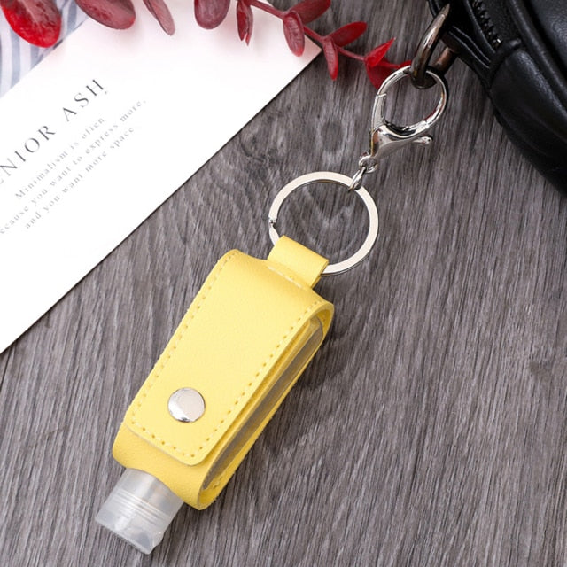 Sanitizer Spray Bottle Leather Holders with Keychain