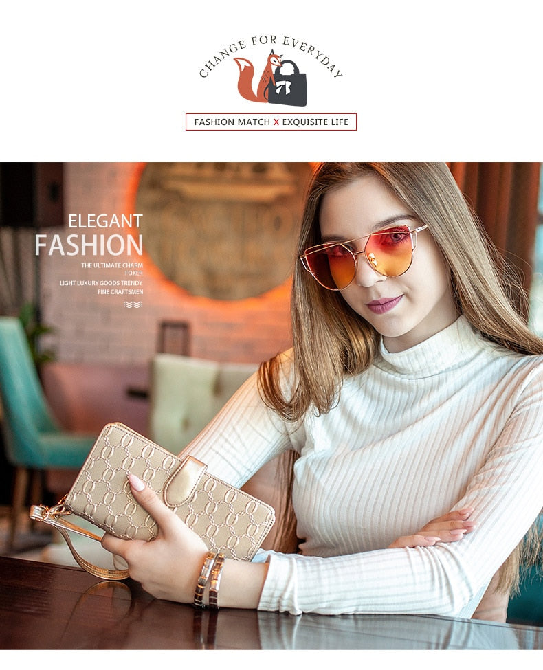 FOXER - Stylish Leather Phone Wristlet Wallet