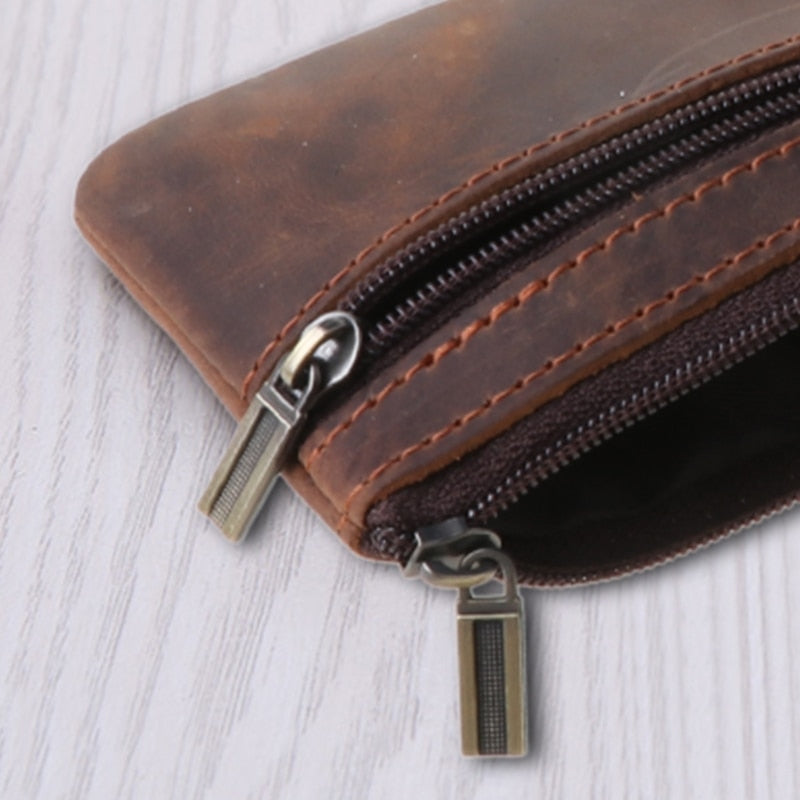 Zippered Leather Wallet with Key Ring