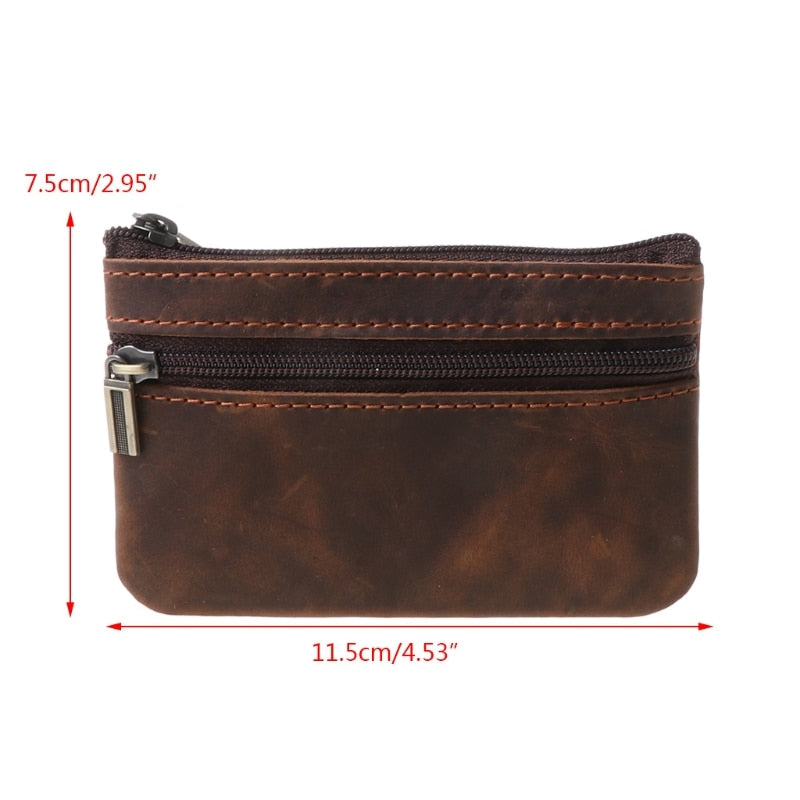 Zippered Leather Wallet with Key Ring