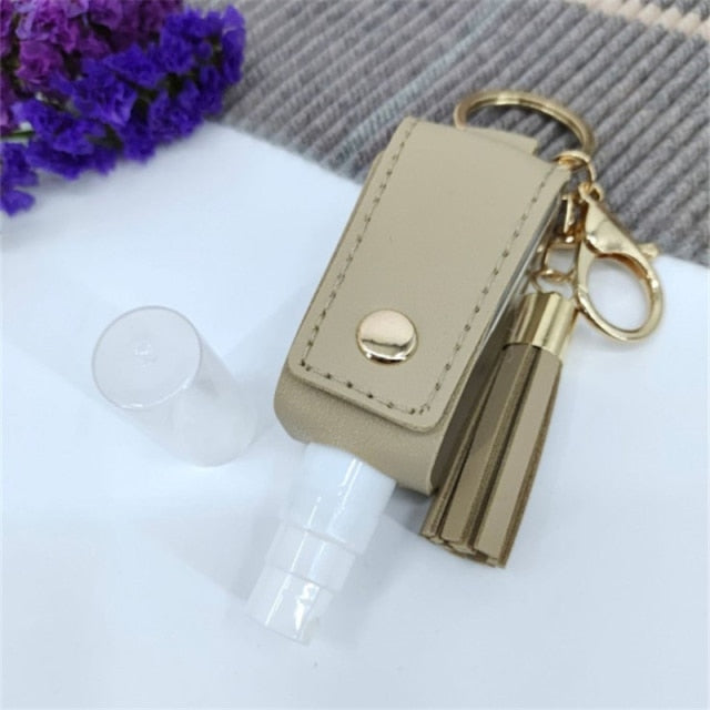 Sanitizer Spray Bottle Leather Holders with Keychain