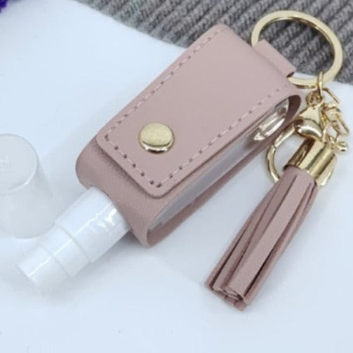 Sanitizer Spray Bottle Leather Holders with Keychain