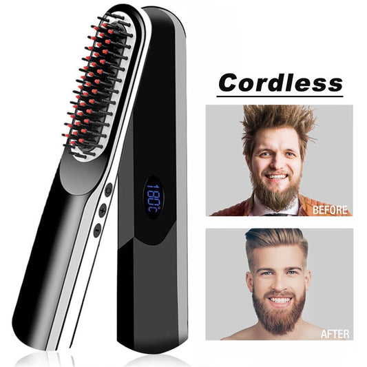 Wireless Hair & Beard Straightener Hot Comb