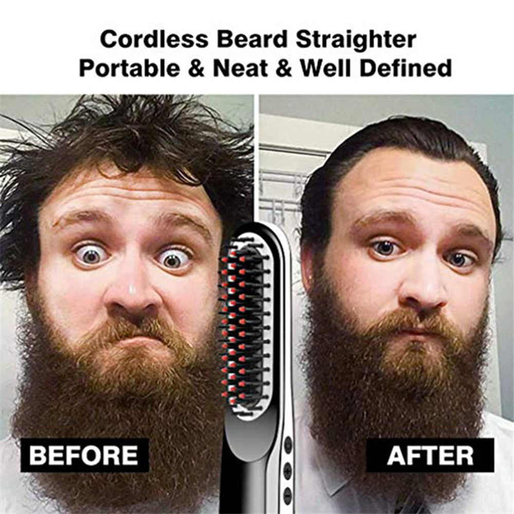 Wireless Hair & Beard Straightener Hot Comb