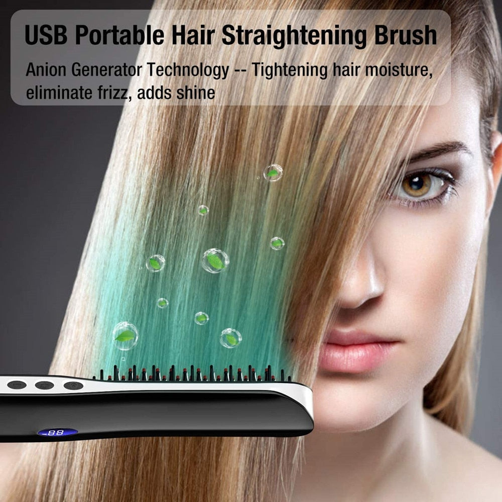 Wireless Hair & Beard Straightener Hot Comb
