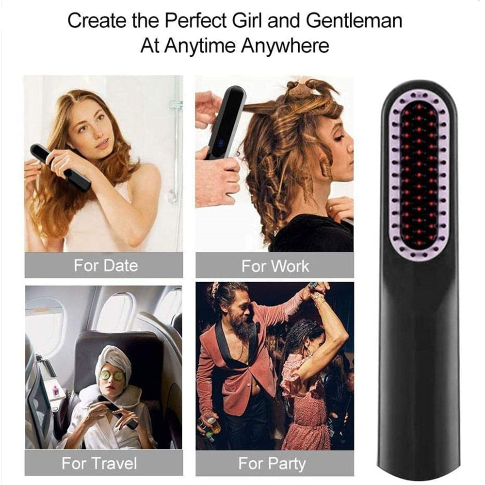 Wireless Hair & Beard Straightener Hot Comb