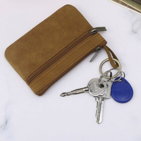 Zippered Leather Wallet with Key Ring