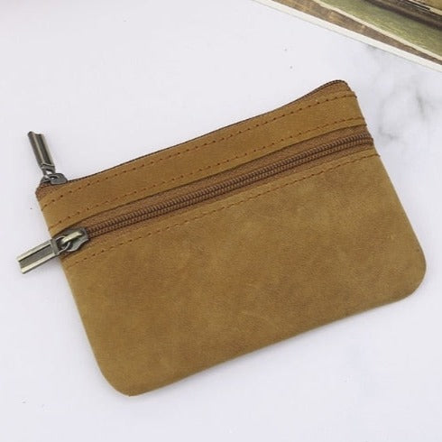 Zippered Leather Wallet with Key Ring
