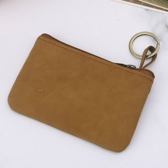 Zippered Leather Wallet with Key Ring