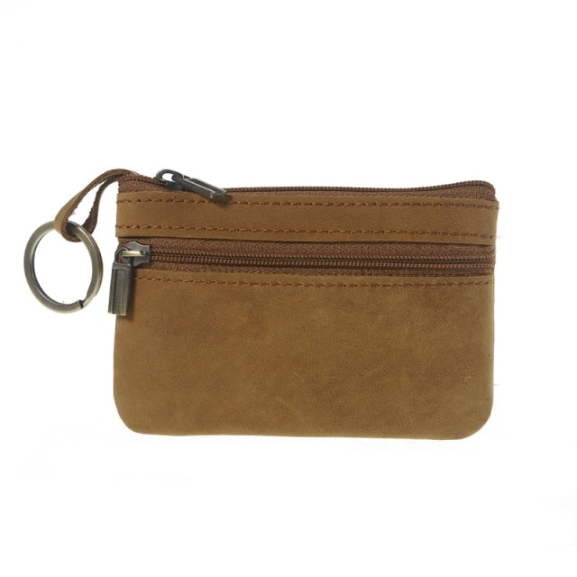 Zippered Leather Wallet with Key Ring