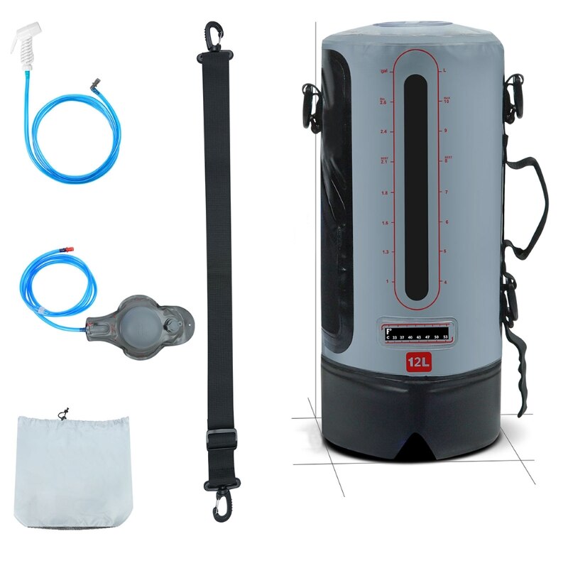 12L Solar Heating Camping Beach Shower Bag with Pressure Pump