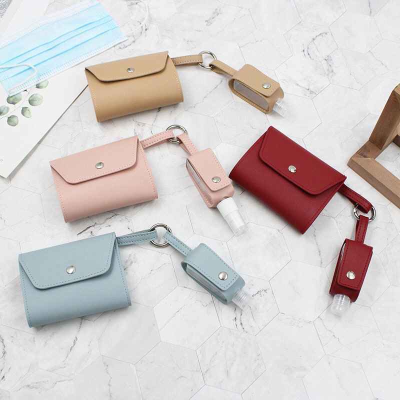 Face Mask Storage Folder with Hand Sanitizer Leather Cover Set