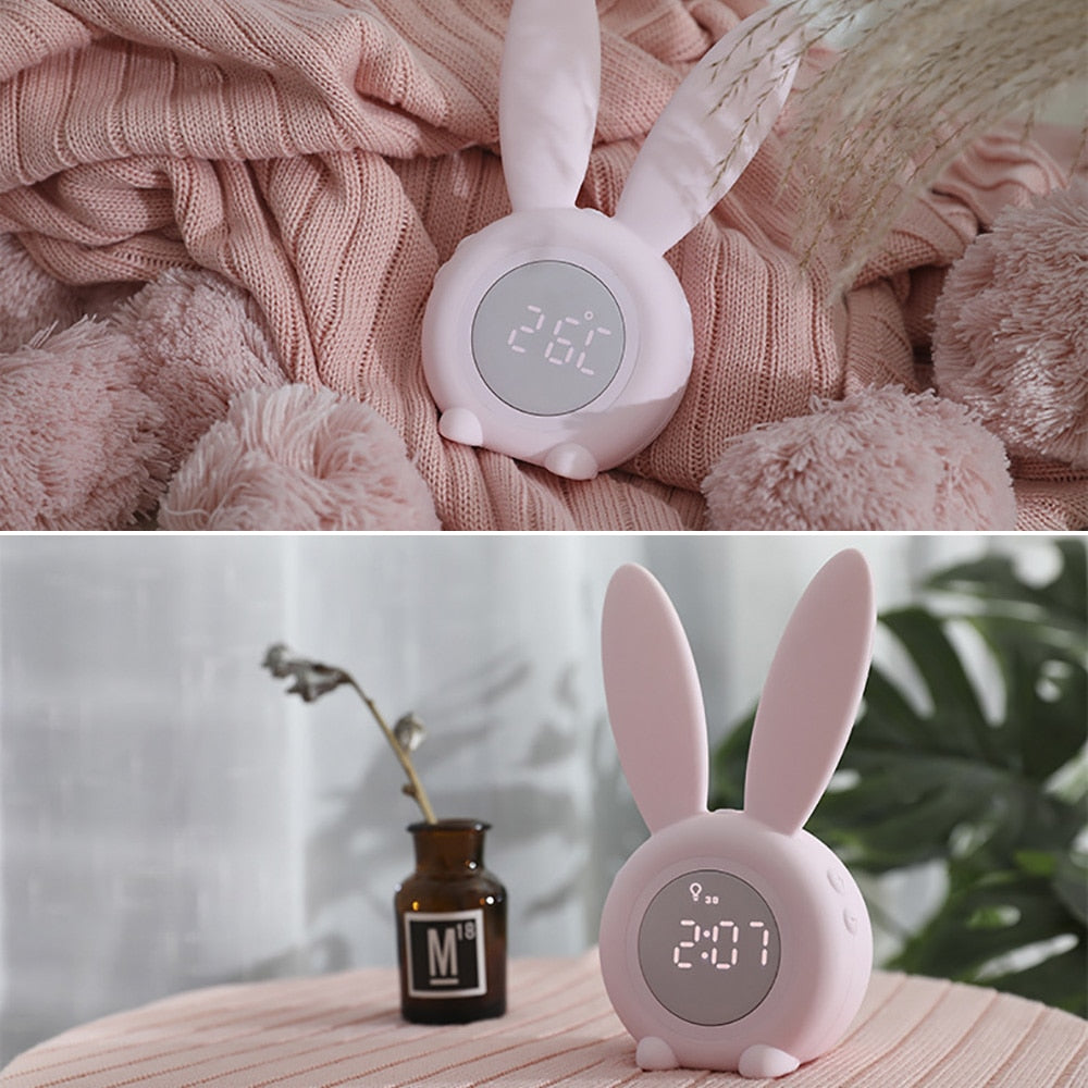 Cute Bunny Ear LED Digital Alarm Clock