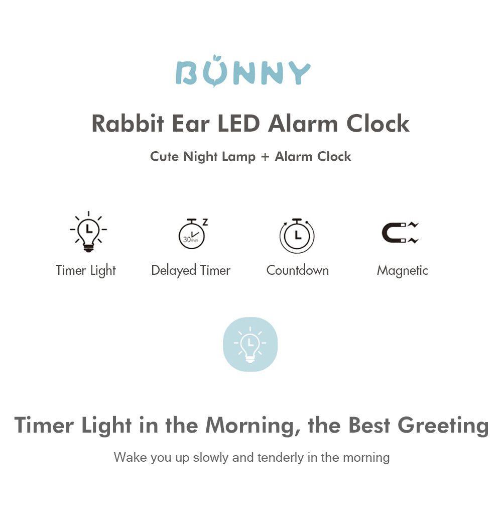 Cute Bunny Ear LED Digital Alarm Clock