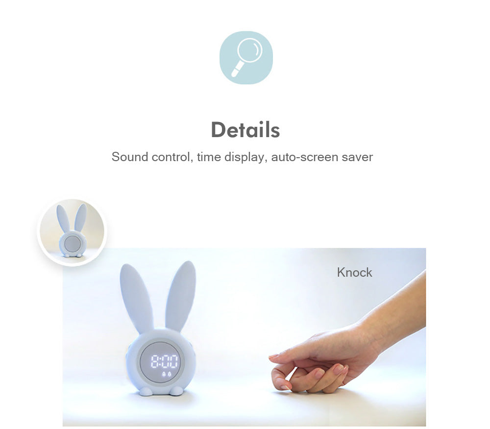 Cute Bunny Ear LED Digital Alarm Clock