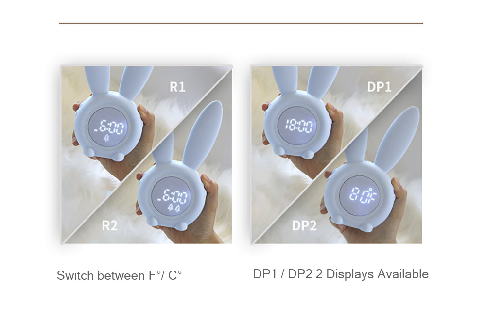 Cute Bunny Ear LED Digital Alarm Clock