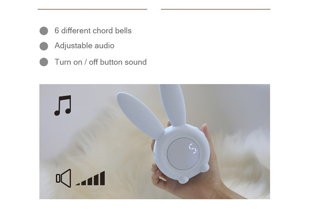 Cute Bunny Ear LED Digital Alarm Clock