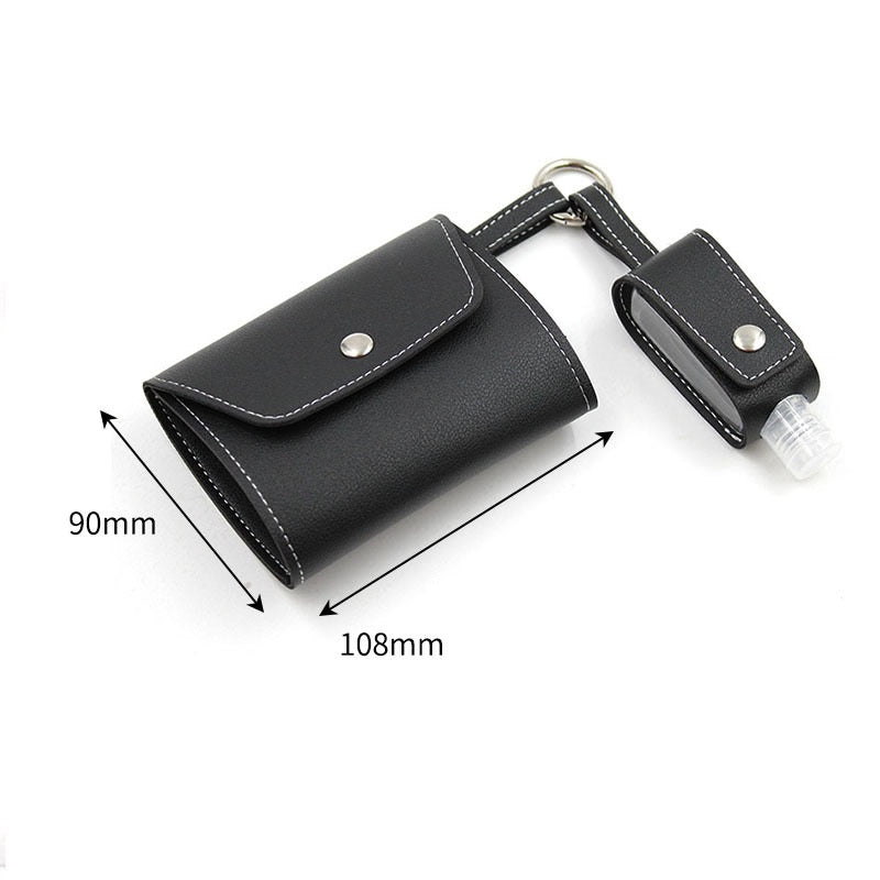 Face Mask Storage Folder with Hand Sanitizer Leather Cover Set