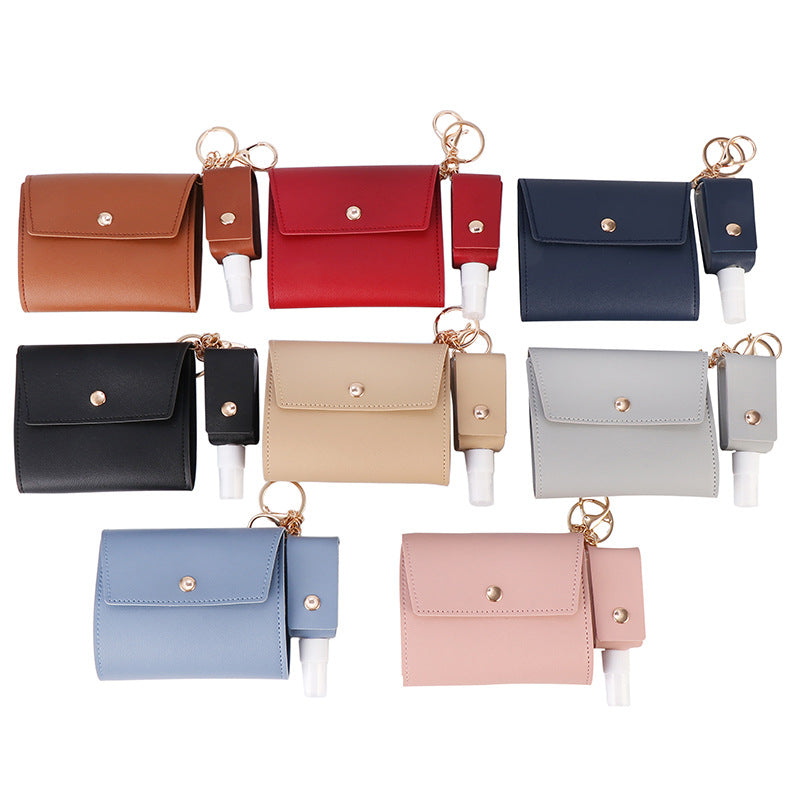 Face Mask Storage Folder with Hand Sanitizer Leather Cover Set