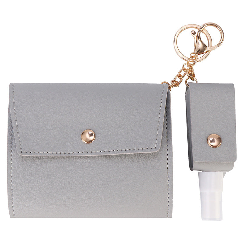 Face Mask Storage Folder with Hand Sanitizer Leather Cover Set