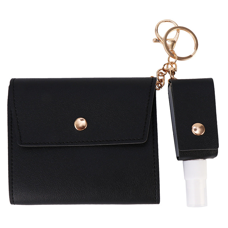 Face Mask Storage Folder with Hand Sanitizer Leather Cover Set