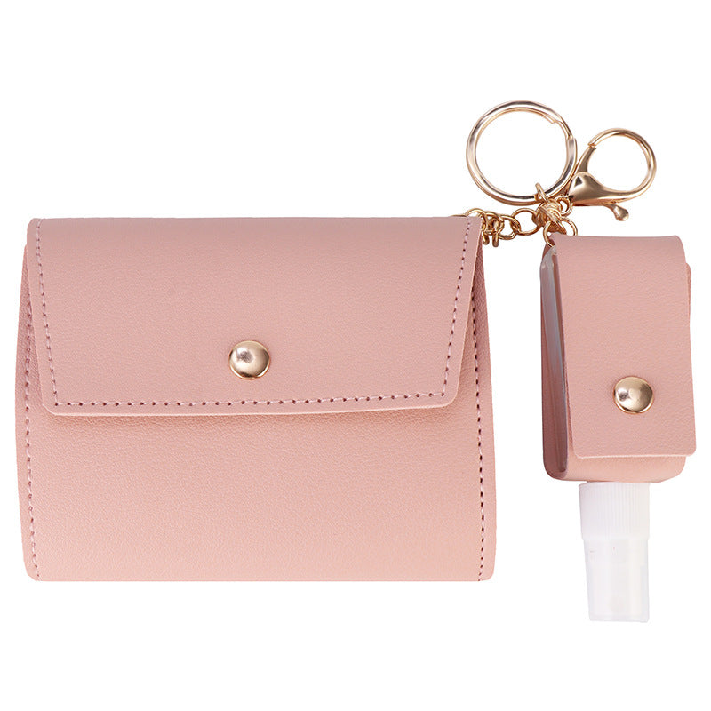 Face Mask Storage Folder with Hand Sanitizer Leather Cover Set