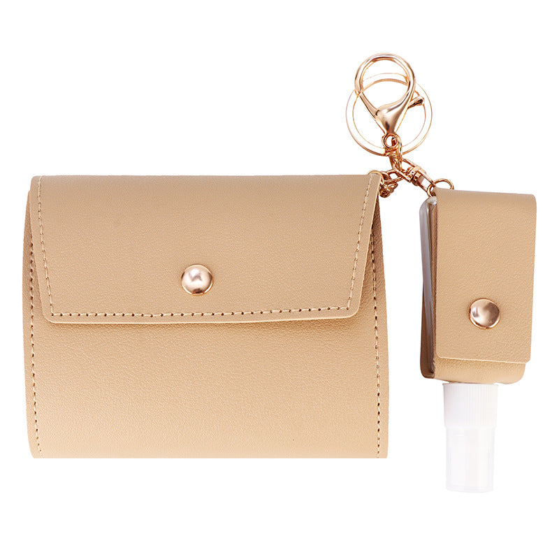 Face Mask Storage Folder with Hand Sanitizer Leather Cover Set